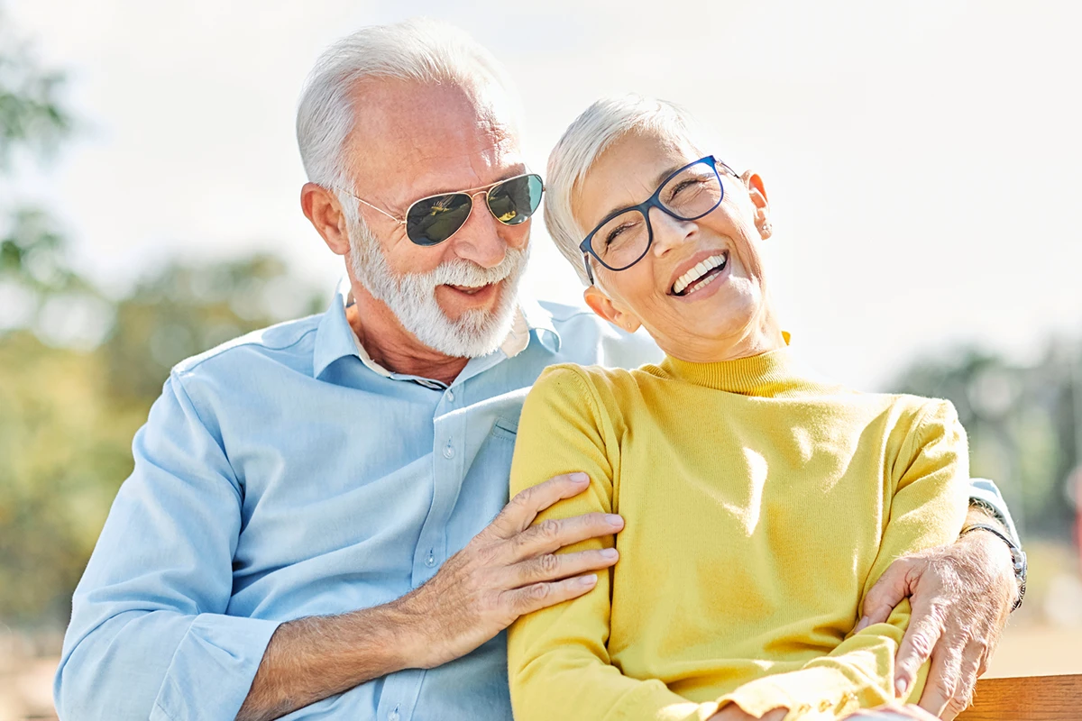 Senior couple enjoying time outdoors at Rose Arbor Village, highlighting independent living in Natomas, North Sacramento